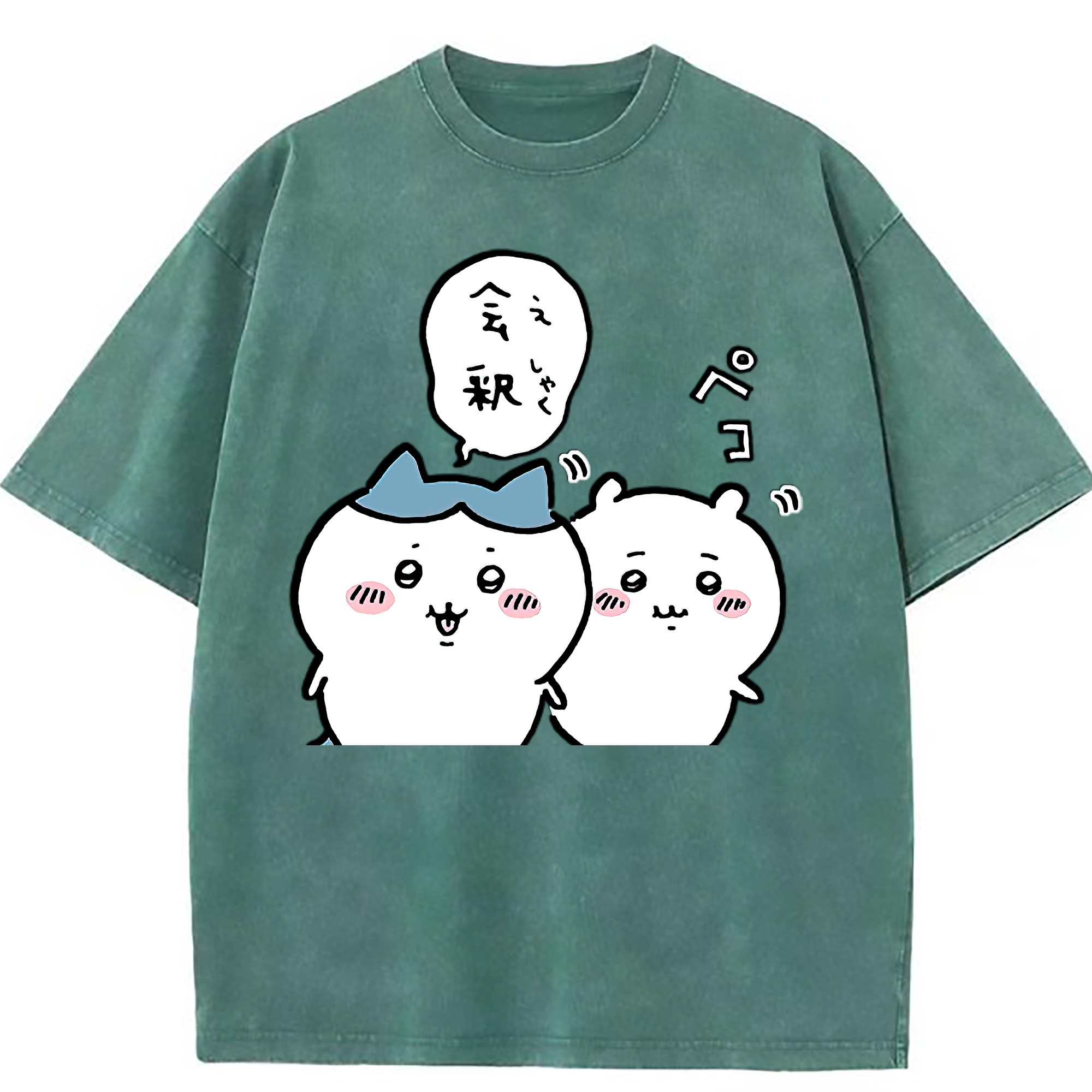 （画像用） ちいかわ ハチワレ Chii-kawa hachiware 綿100% ヴィンテージ風 半袖Tシャツ（フロントプリント）